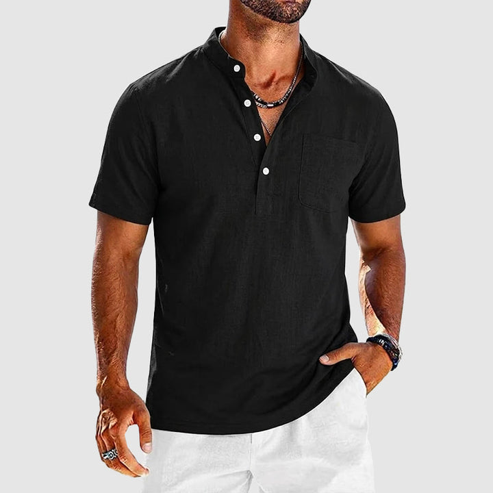 Caleb | Men's Classic Short Sleeve Henley Shirt with Pocket