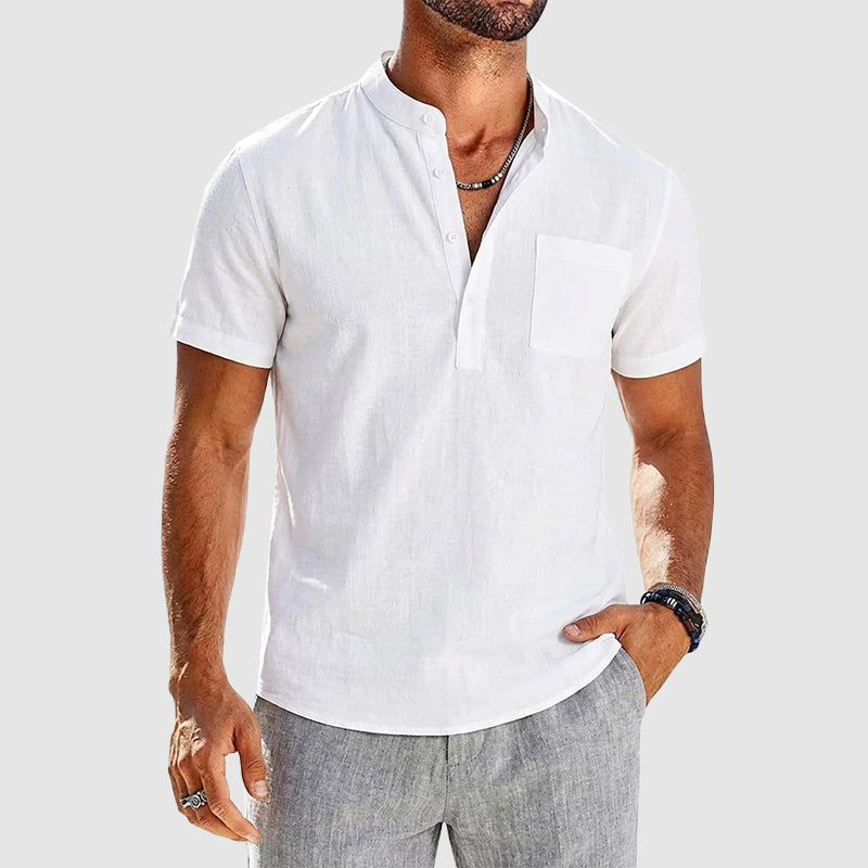 Caleb | Men's Classic Short Sleeve Henley Shirt with Pocket
