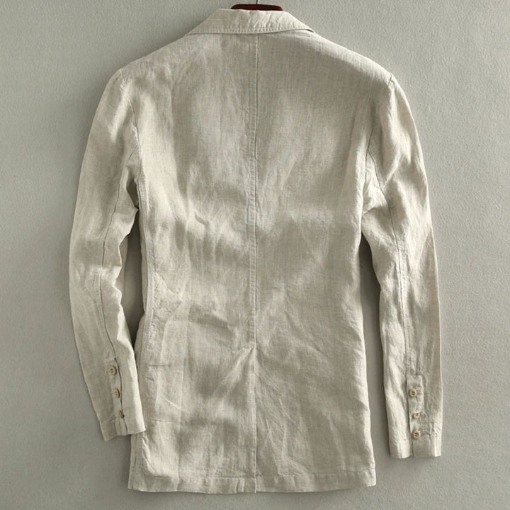 Men's Casual Linen Blazer with Patch Pockets