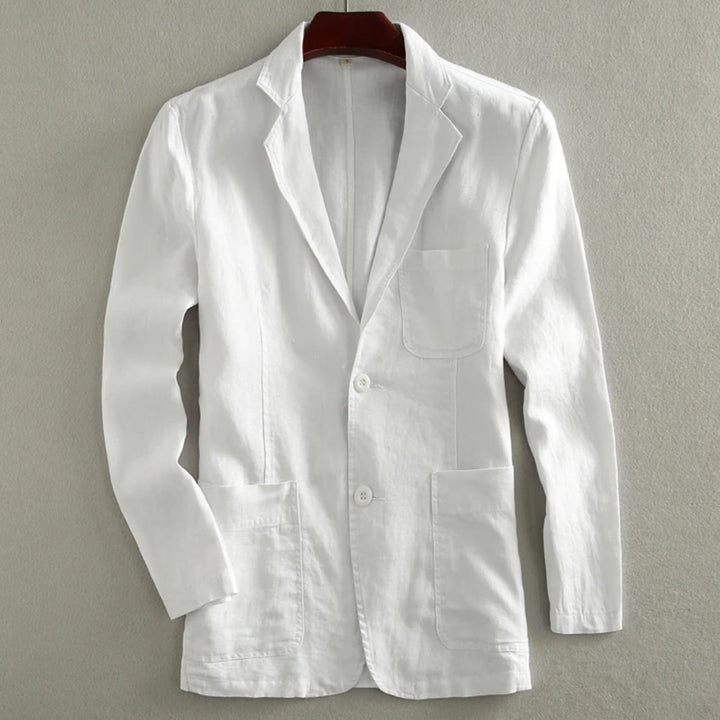 Men's Casual Linen Blazer with Patch Pockets
