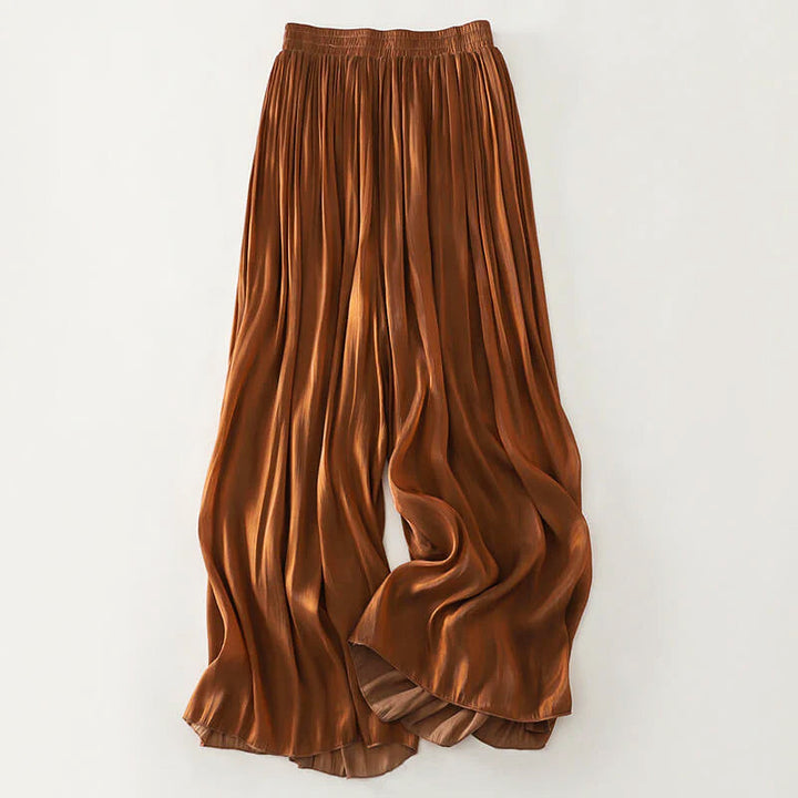 Callie | Women's Satin Pleated Wide-Leg Pants