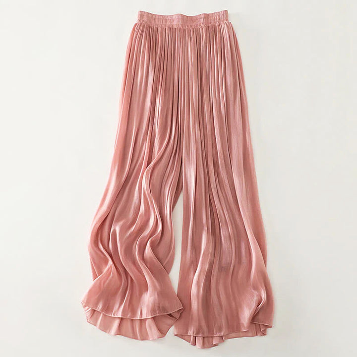Callie | Women's Satin Pleated Wide-Leg Pants