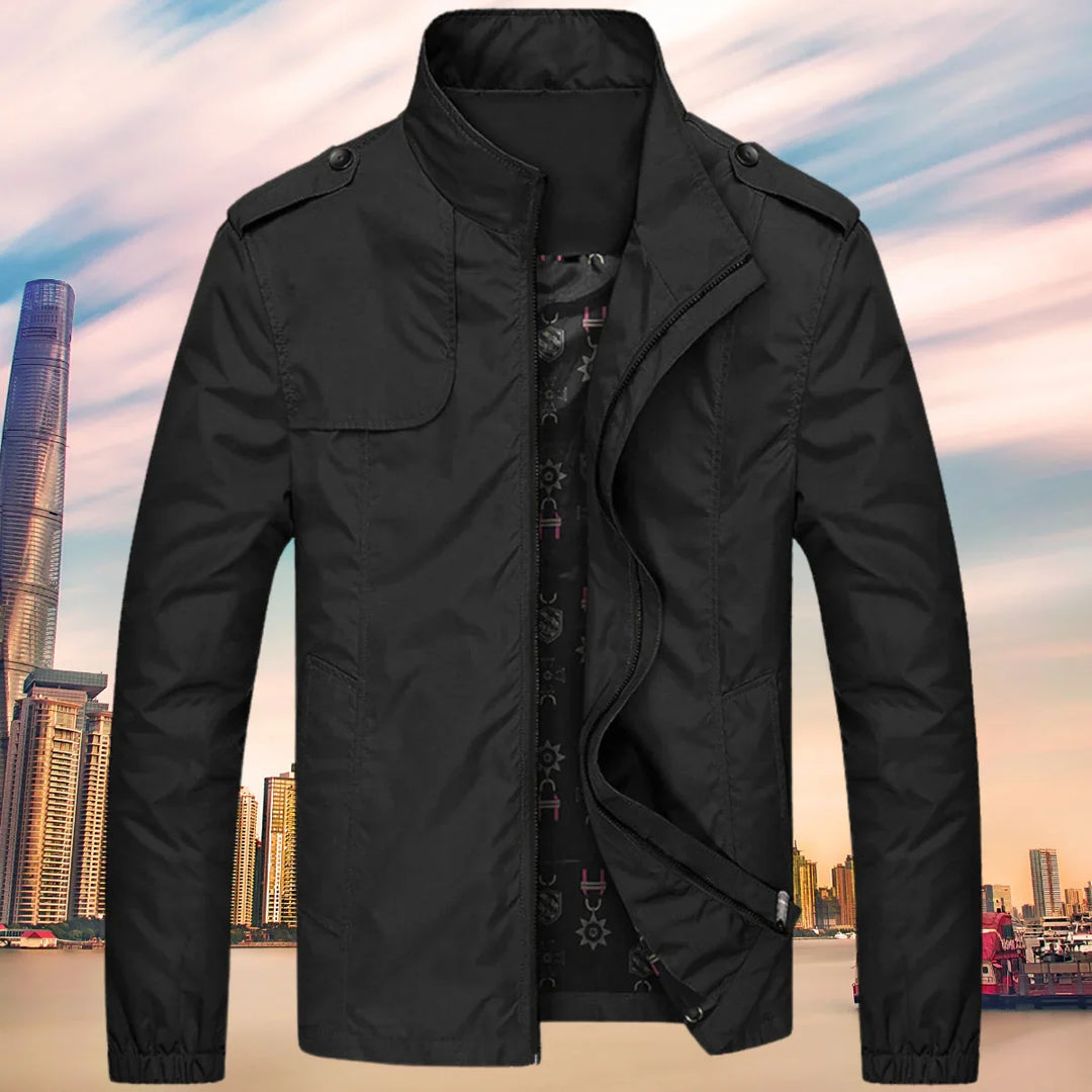 Men's Slim-Fit Stand Collar Zip-Up Windbreaker Jacket