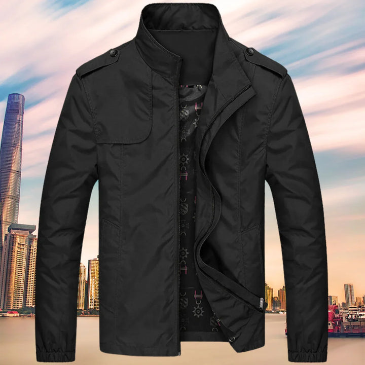Men's Slim-Fit Stand Collar Zip-Up Windbreaker Jacket