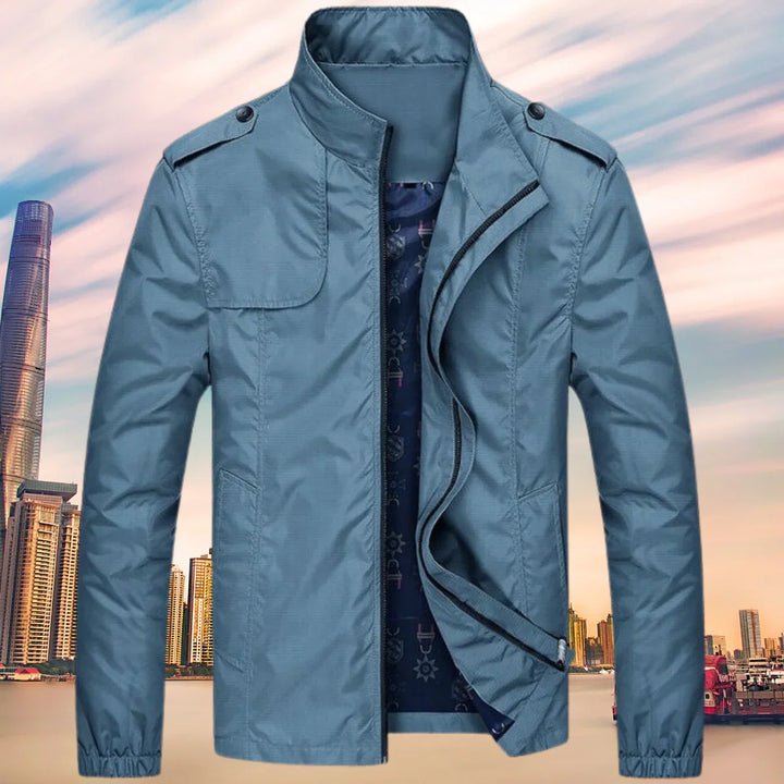 Men's Slim-Fit Stand Collar Zip-Up Windbreaker Jacket