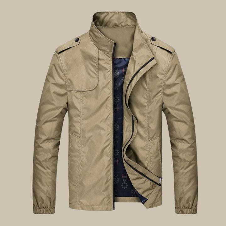Men's Slim-Fit Stand Collar Zip-Up Windbreaker Jacket