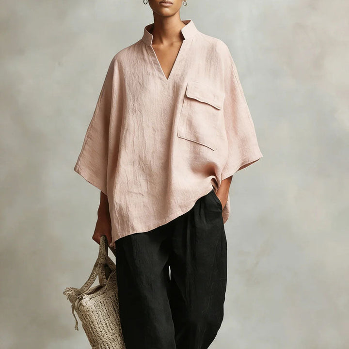 Catherine | Women's Oversized Stand Collar Top Blouse