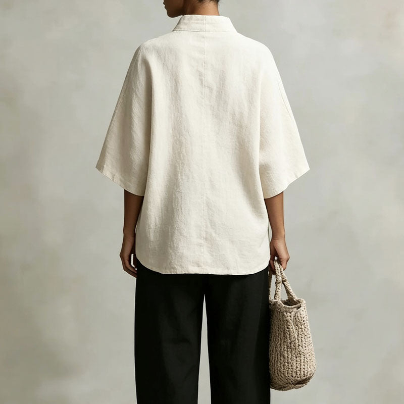 Catherine | Women's Oversized Stand Collar Top Blouse