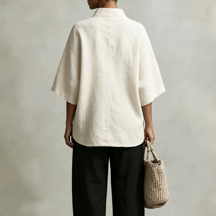 Catherine | Women's Oversized Stand Collar Top Blouse