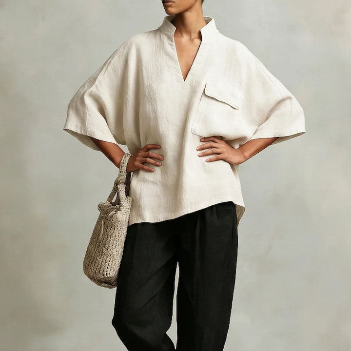 Catherine | Women's Oversized Stand Collar Top Blouse