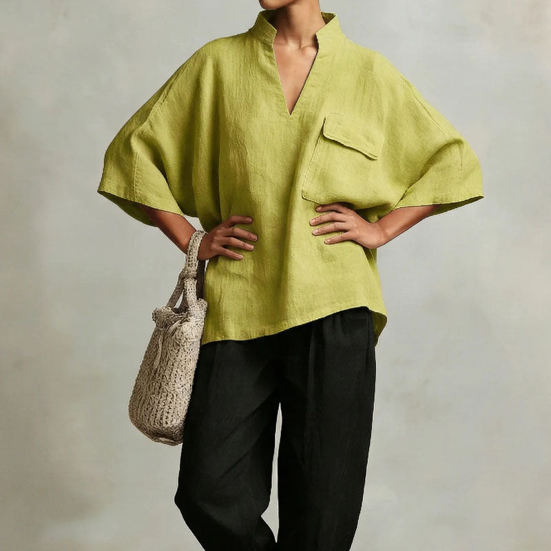 Catherine | Women's Oversized Stand Collar Top Blouse