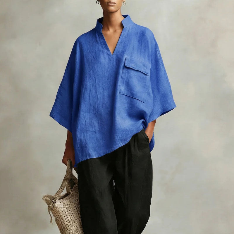 Catherine | Women's Oversized Stand Collar Top Blouse