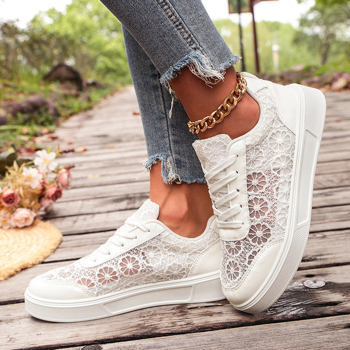 Women's Floral Lace Platform Sneakers for Stylish Comfort