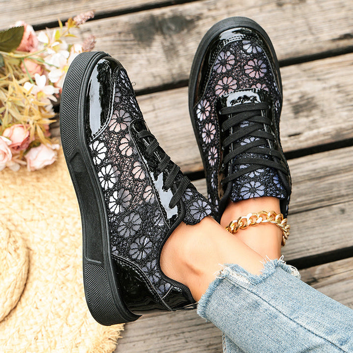 Women's Floral Lace Platform Sneakers for Stylish Comfort