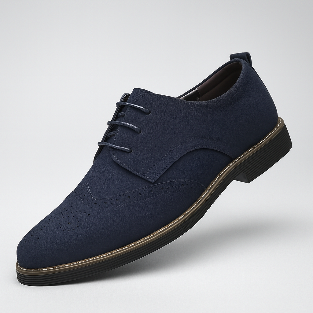 Men's Suede Brogue Detail Dress Oxford Shoes