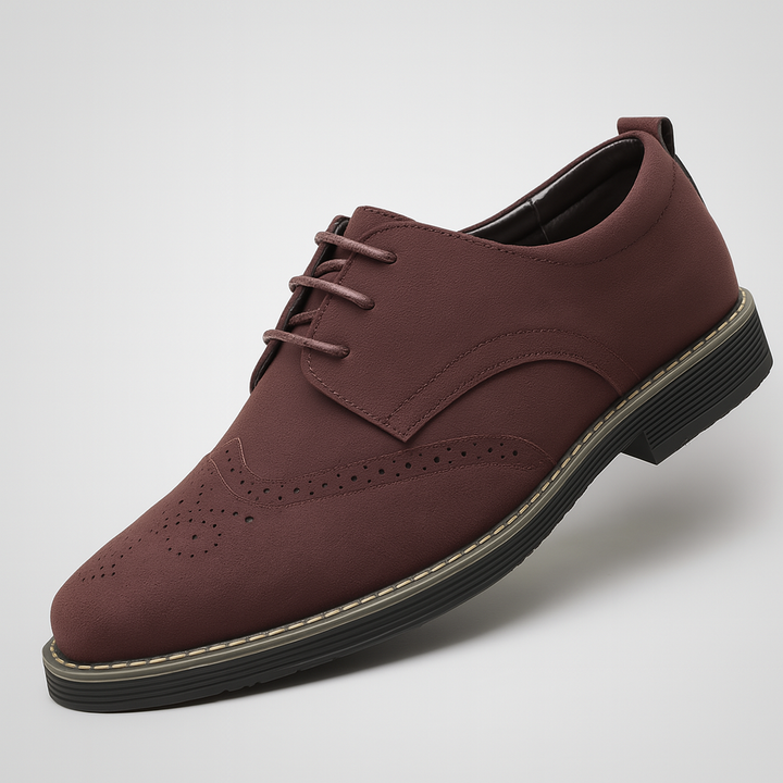 Men's Suede Brogue Detail Dress Oxford Shoes