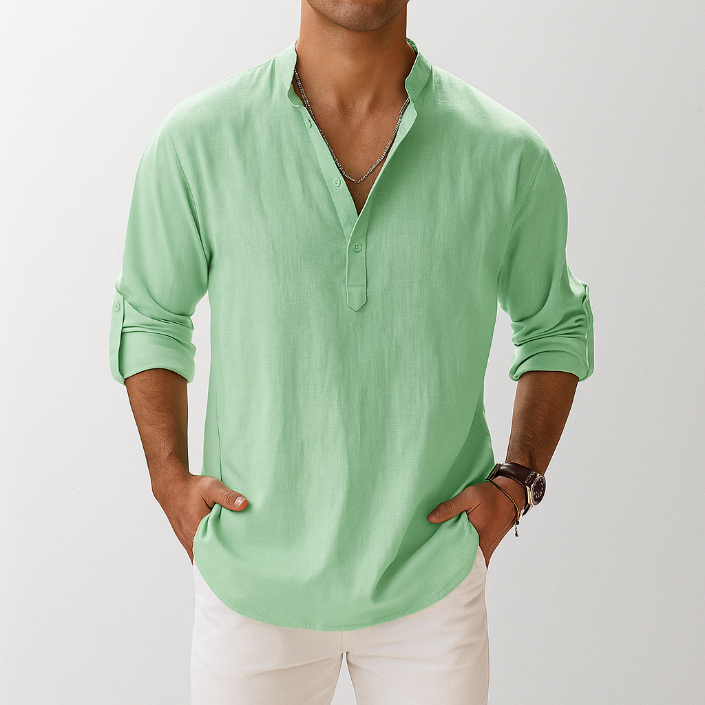 Men's Linen Popover Shirt – Casual Summer Top