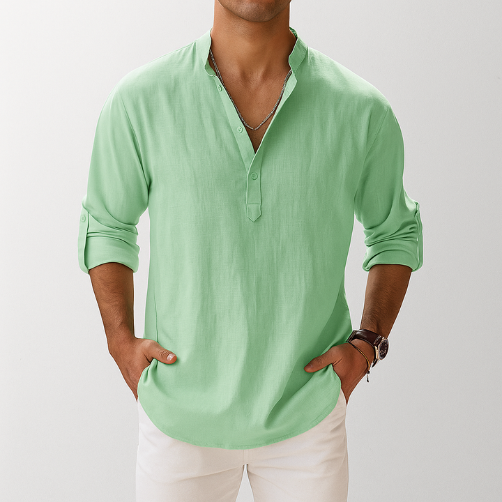 Men's Linen Popover Shirt – Casual Summer Top