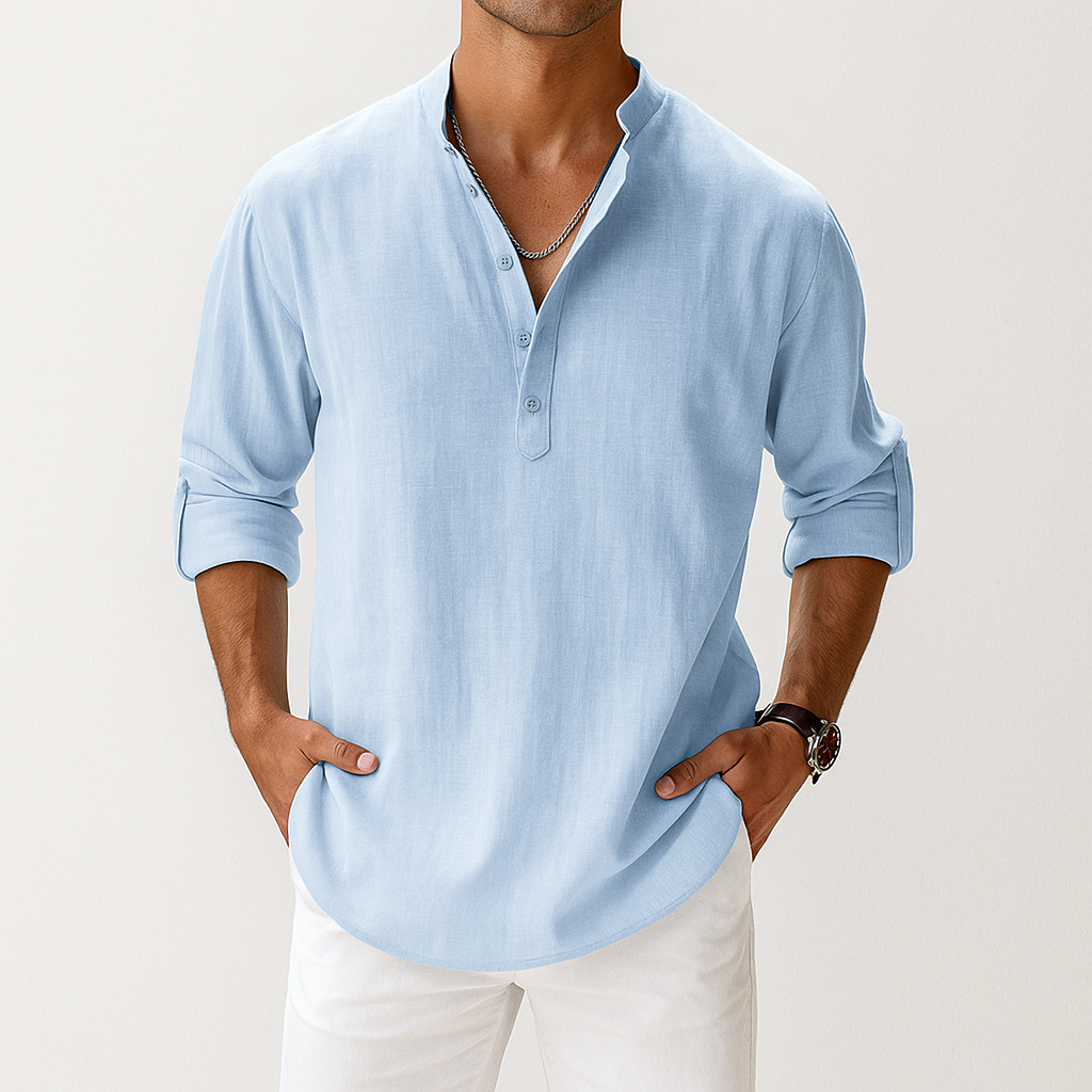 Men's Linen Popover Shirt – Casual Summer Top