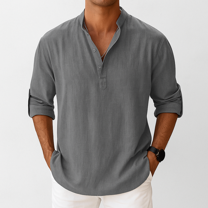 Men's Linen Popover Shirt – Casual Summer Top