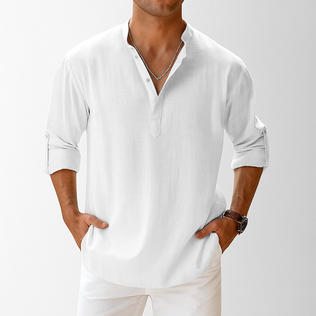 Men's Linen Popover Shirt – Casual Summer Top