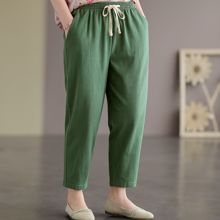 Women's Linen Drawstring Casual Trousers