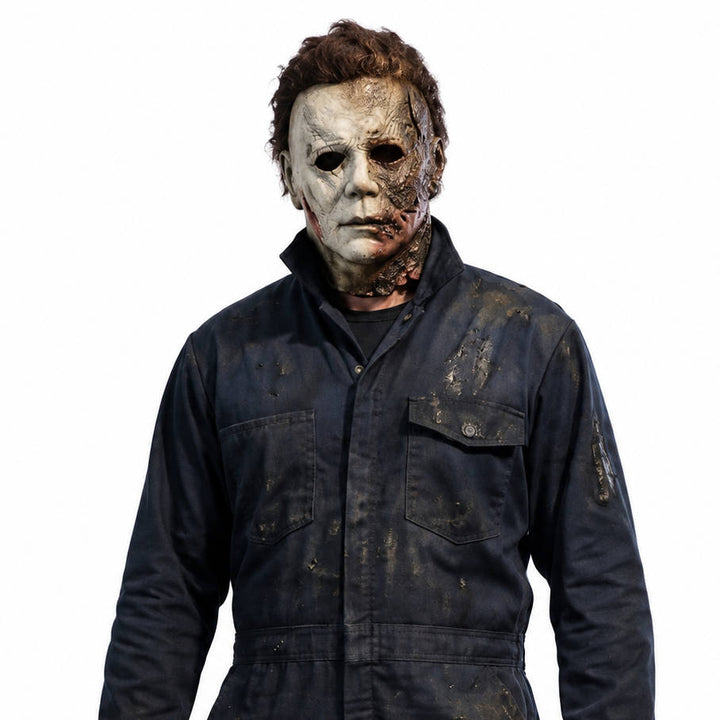 Halloween's Realistic White Latex Slasher Mask for Cosplay & Parties