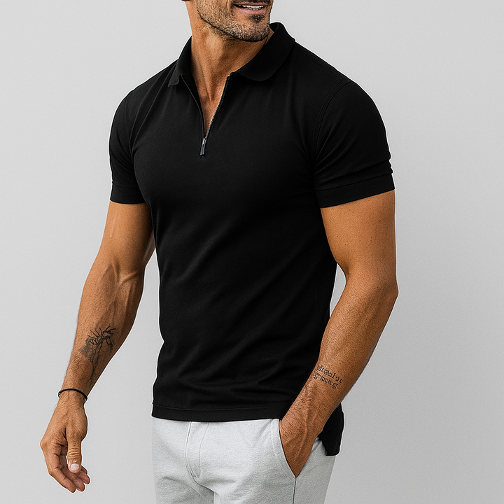 Men's Slim Fit Half Zip Polo Shirt