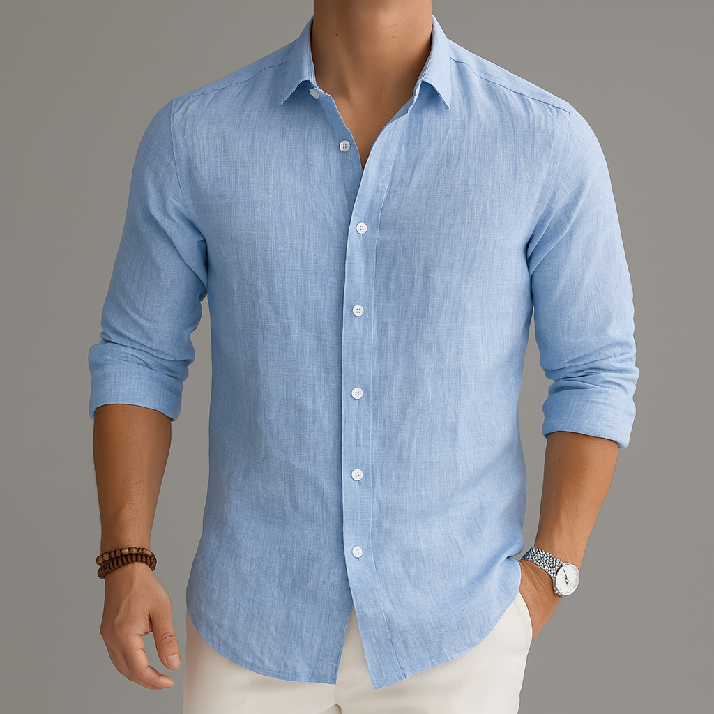 Men's Linen Button-Up Casual Summer Shirt