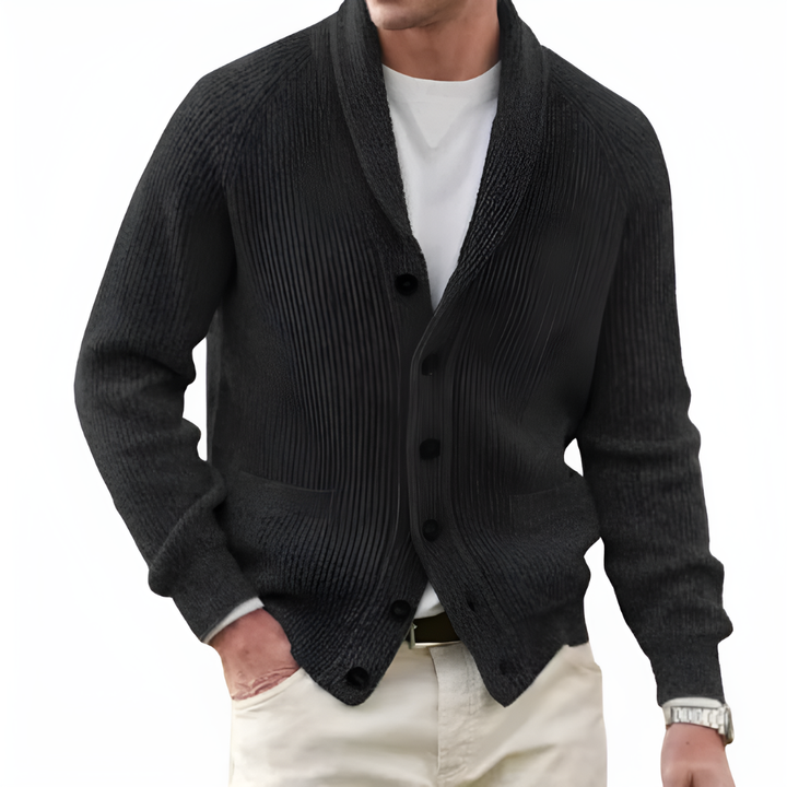 Men's Shawl Collar Cardigan with Button Front