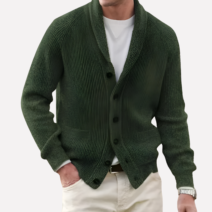 Men's Shawl Collar Cardigan with Button Front