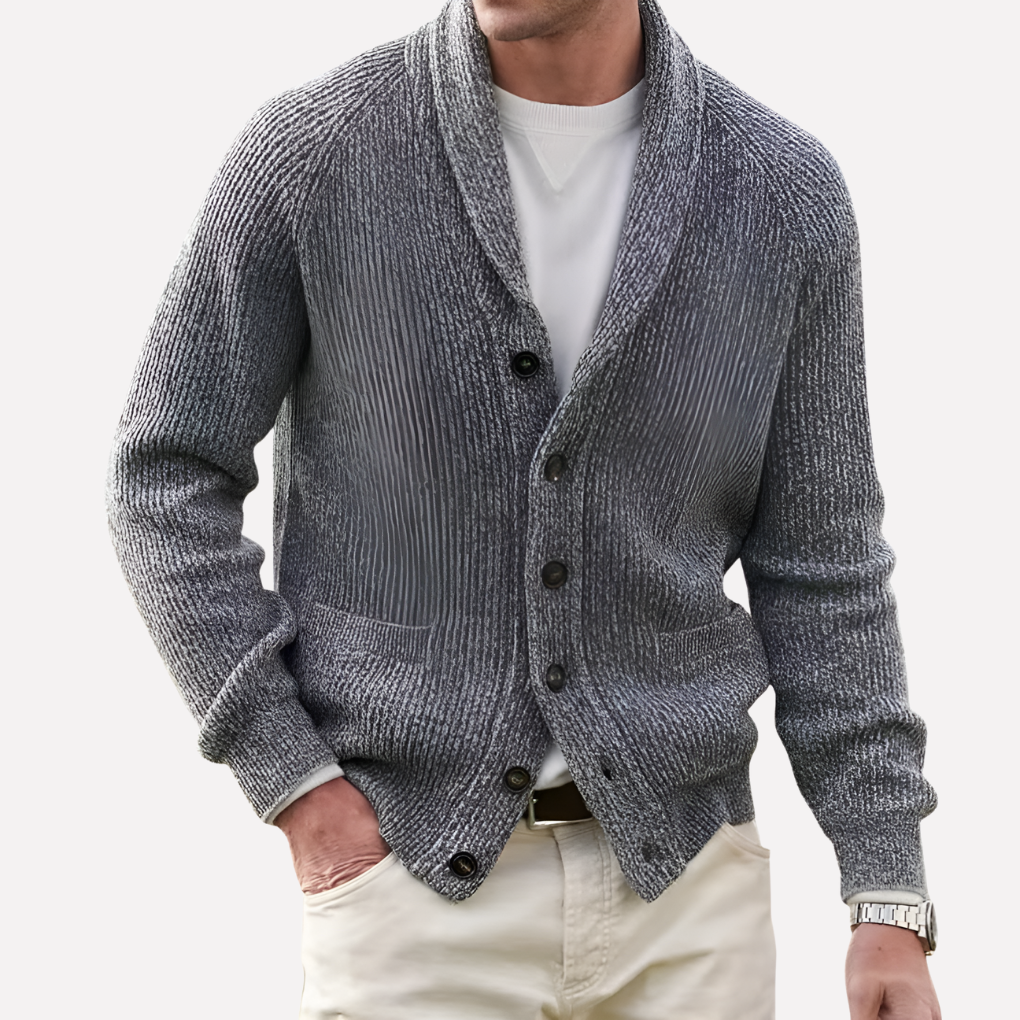 Men's Shawl Collar Cardigan with Button Front