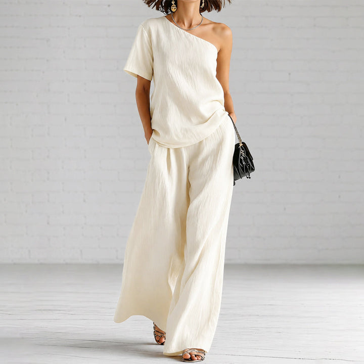 Chic Women's Linen One Shoulder Lounge Set