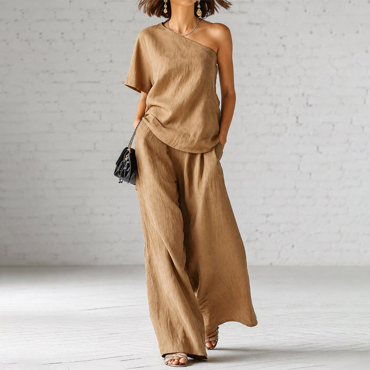 Chic Women's Linen One Shoulder Lounge Set