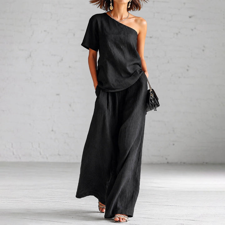 Chic Women's Linen One Shoulder Lounge Set