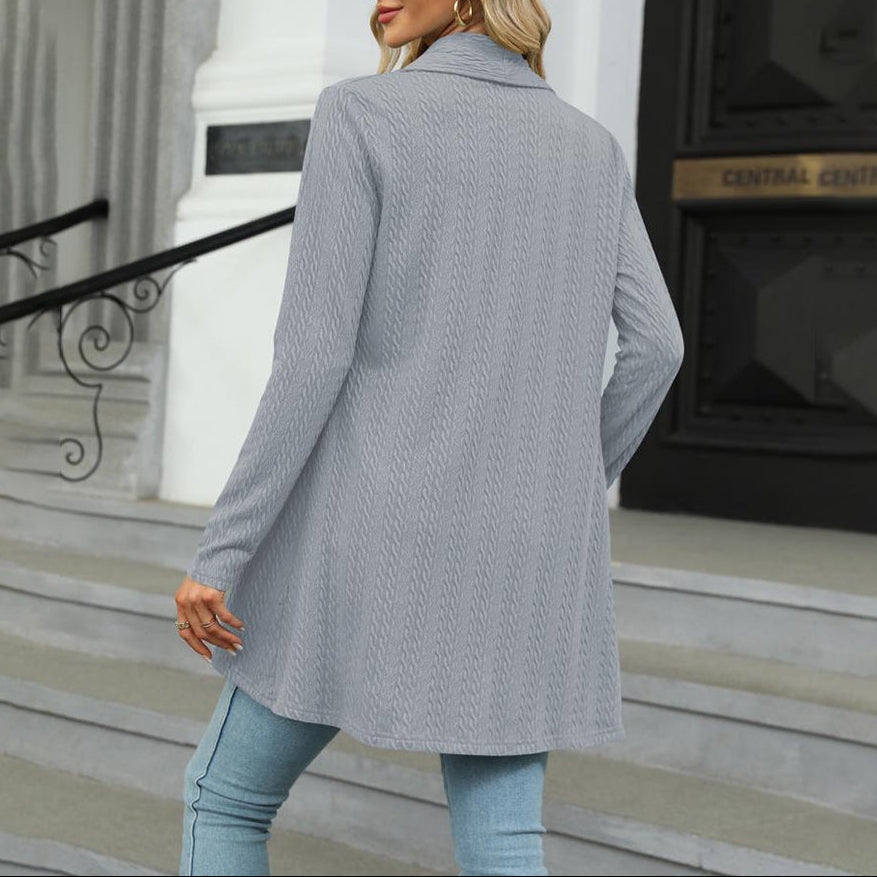 Women's Elegant Open-Front Long Cardigan for Effortless Layering