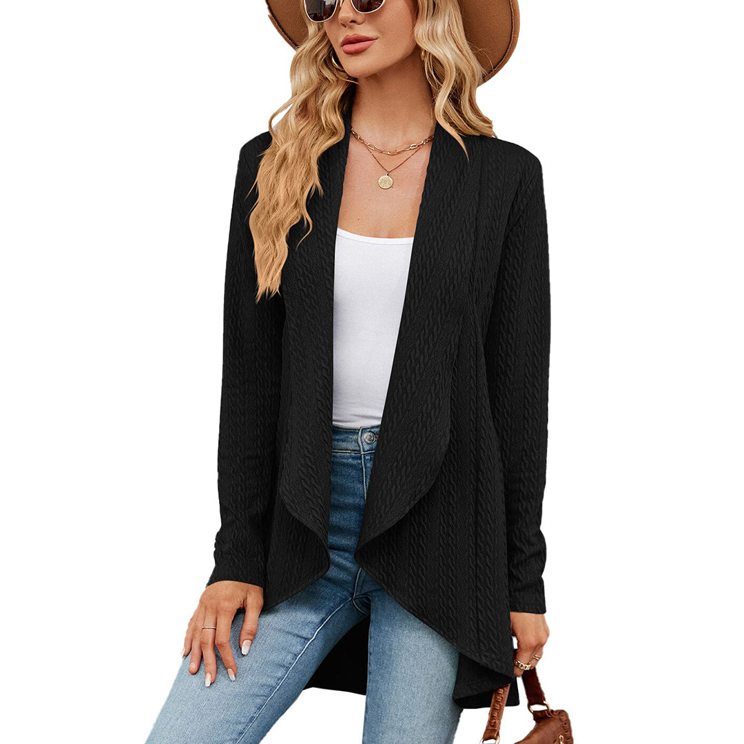 Women's Elegant Open-Front Long Cardigan for Effortless Layering