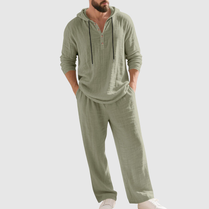 Connor | Men's Relaxed Long Sleeve Linen Outfit Set