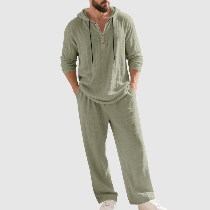 Connor | Men's Relaxed Long Sleeve Linen Outfit Set