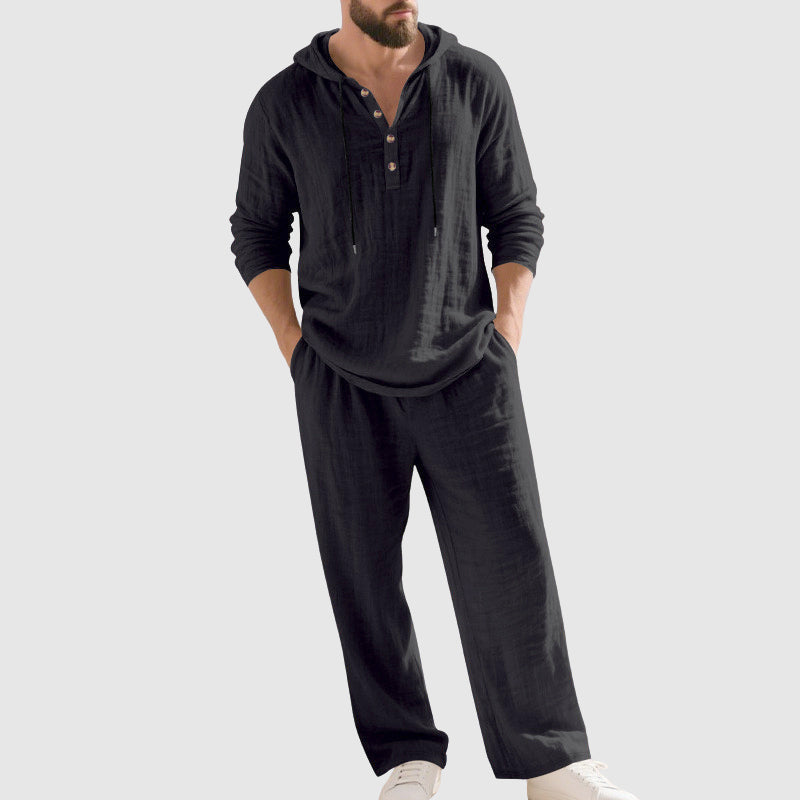 Connor | Men's Relaxed Long Sleeve Linen Outfit Set