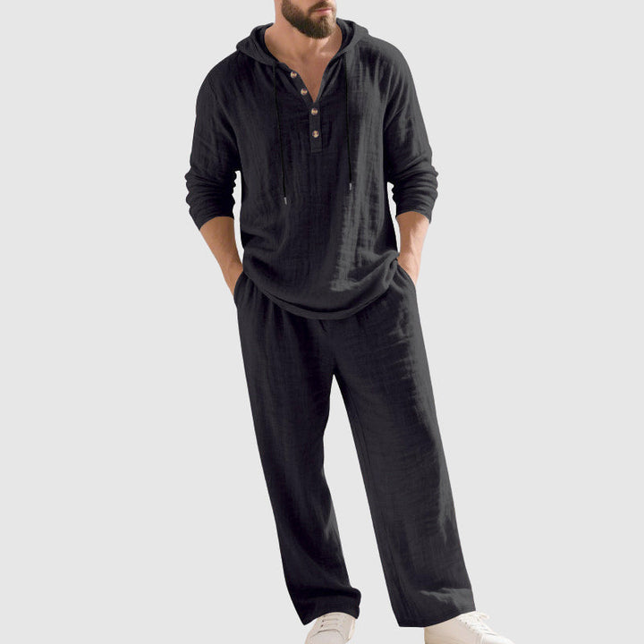Connor | Men's Relaxed Long Sleeve Linen Outfit Set