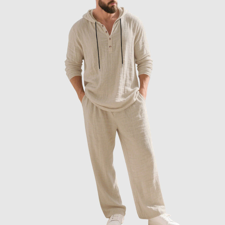 Connor | Men's Relaxed Long Sleeve Linen Outfit Set