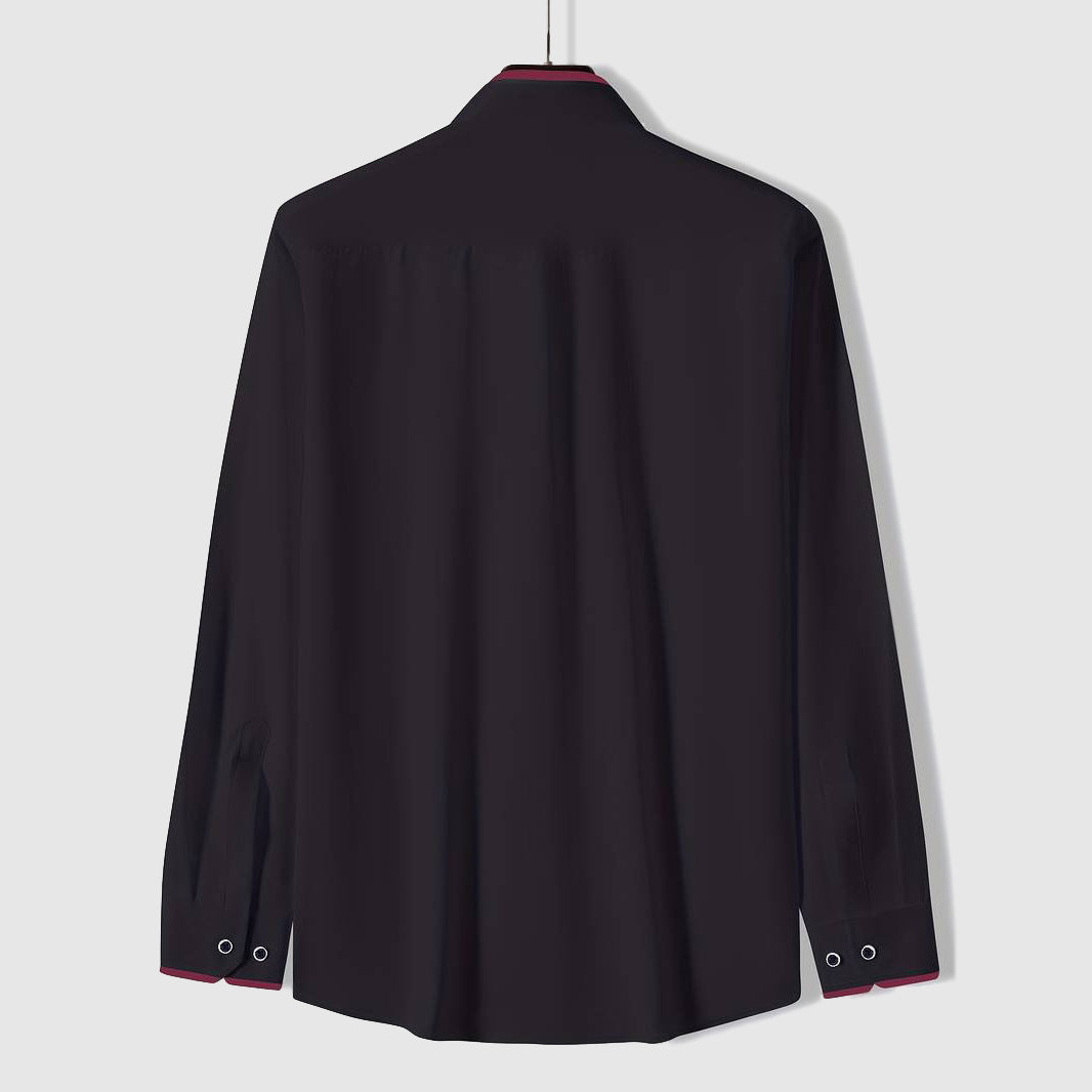 Men's Contrast Trim Button-Up Dress Shirt for Stylish Occasions