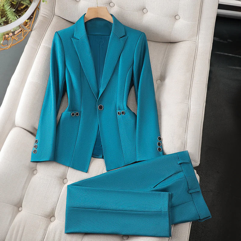 Women's Tailored Blazer and Pants Suit Set