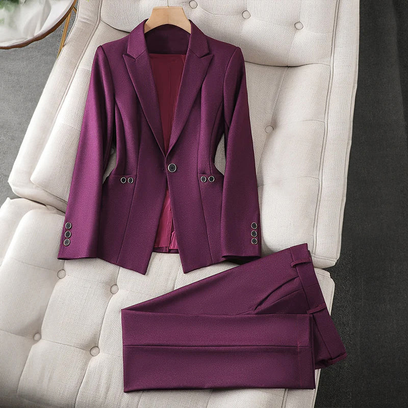 Women's Tailored Blazer and Pants Suit Set