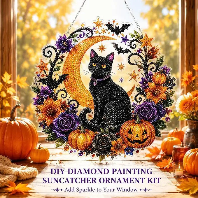 Halloween's Autumn Diamond Painting Suncatcher Kit with Rhinestones