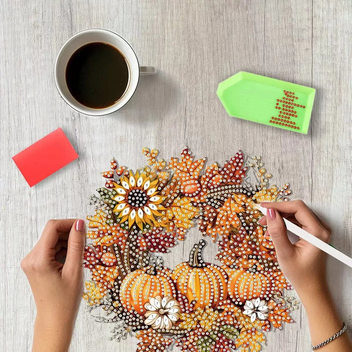 Halloween's Autumn Diamond Painting Suncatcher Kit with Rhinestones