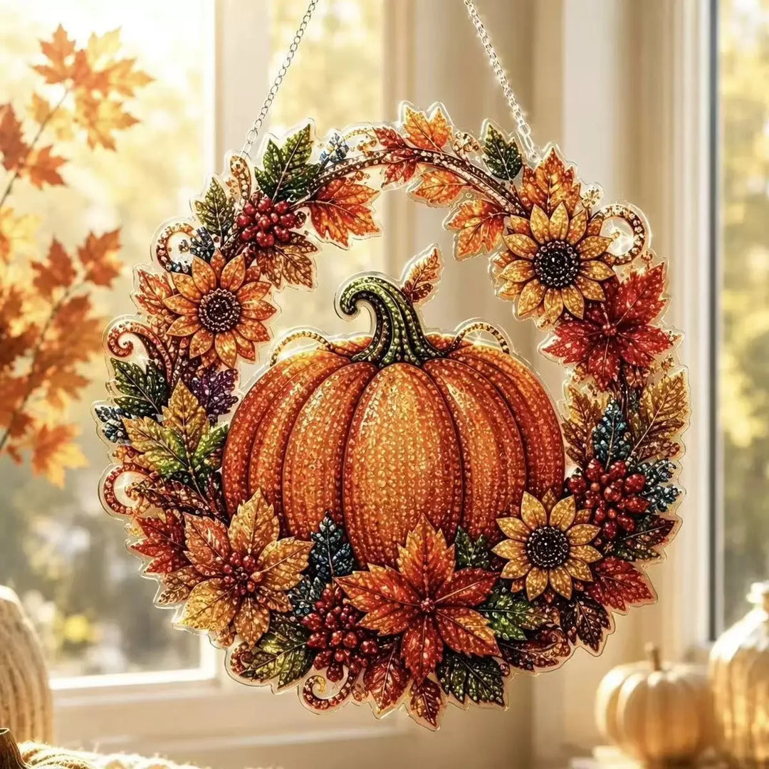 Halloween's Autumn Diamond Painting Suncatcher Kit with Rhinestones