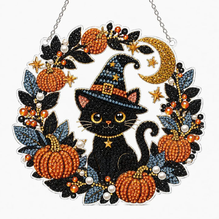 Halloween's Autumn Diamond Painting Suncatcher Kit with Rhinestones