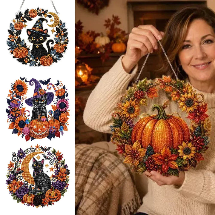 Halloween's Autumn Diamond Painting Suncatcher Kit with Rhinestones